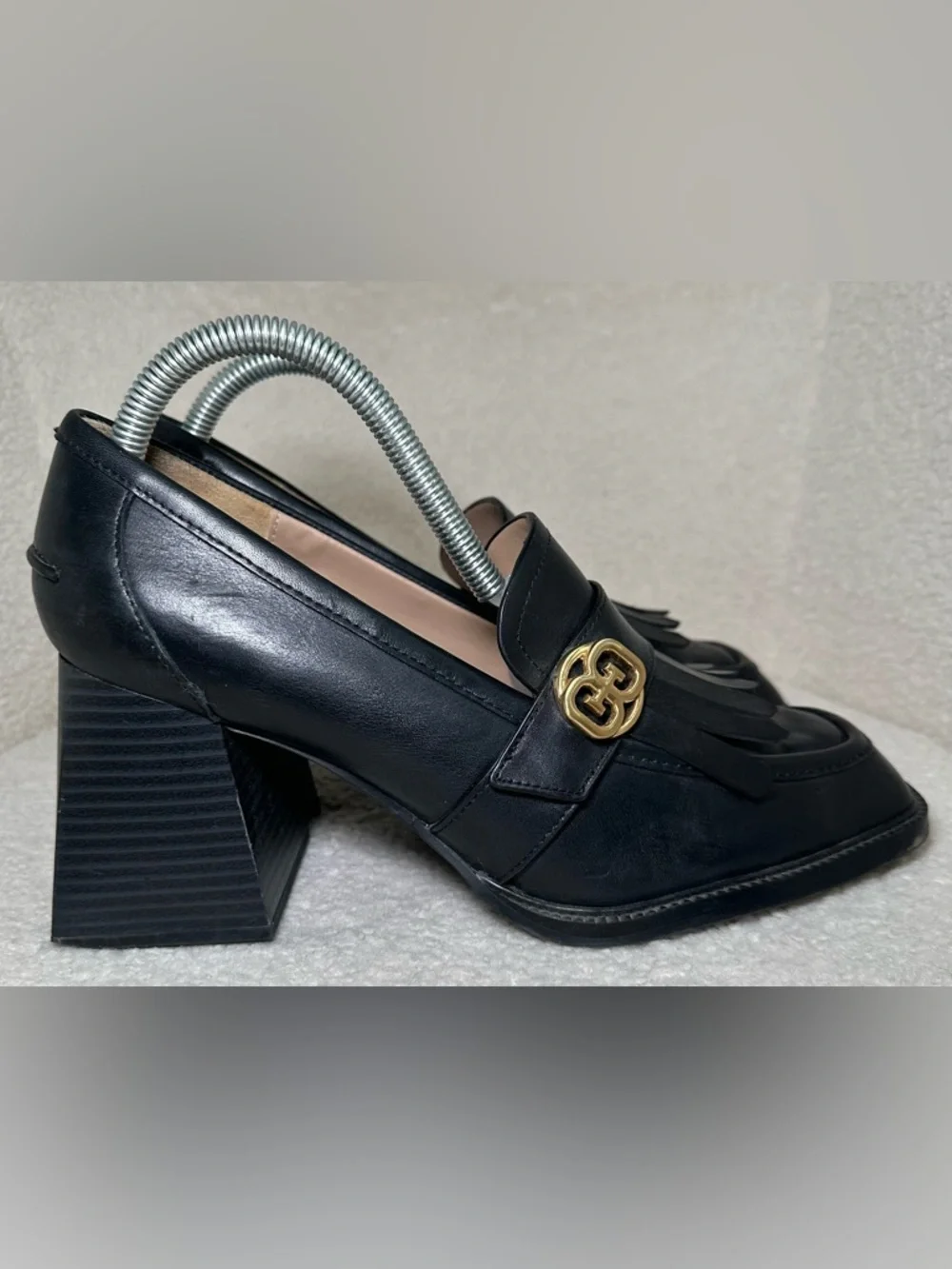 Sam Edelman Black‎ Leather Kiltie Chunky Loafer Preppy Academic Lolita Dark 9.5